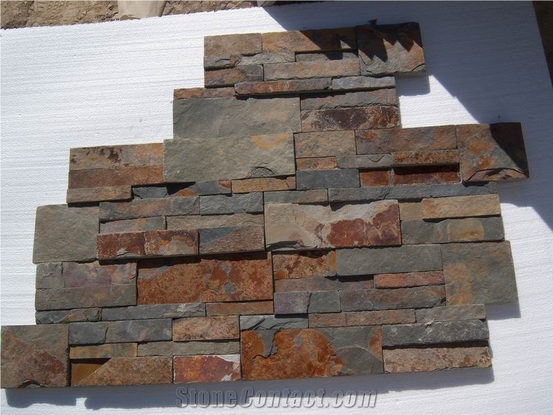 Cheap S1120 Rusty Slate Culture Stone for Wall Cladding, Yellow Slate Wall Cladding