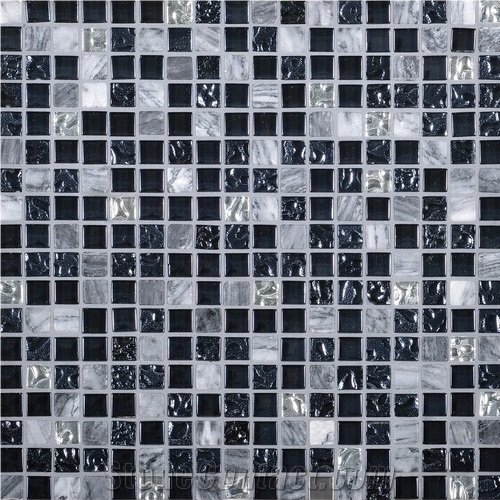 Daltile Marvel Mosaic - Glass Tile, Stone, and Metal Deco Tile Mosaic