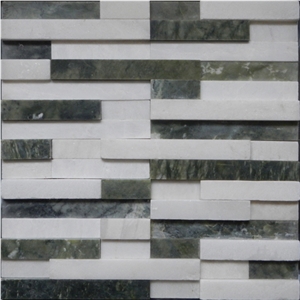 Marble Liner Stone Mosaic, Green Stone and White Marble Bath Design Wall Tiles