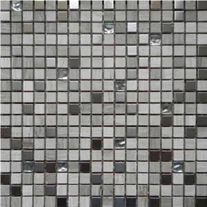 Marble Stone Mosaic, Grey and Beige Marble for Bathroom Background