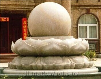 Floating Sphere Stone Fountain, Grey Granite Floating Ball Fountains