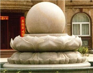 Floating Sphere Stone Fountain, Grey Granite Floating Ball Fountains
