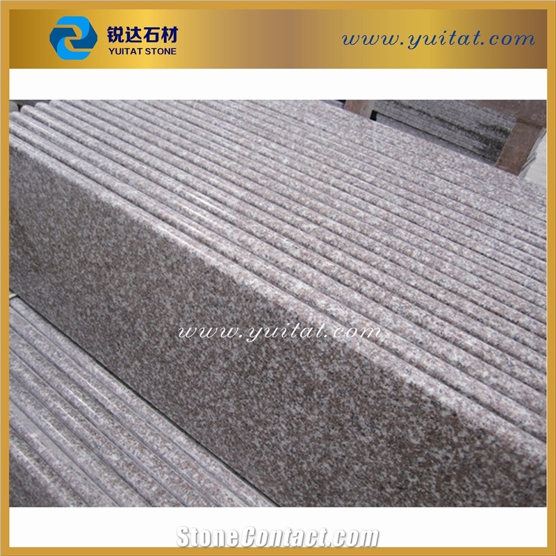 2cm Thick G664 Red Granite Stair, Surface Polished One Edge Bullnose Granite Stair, Cheapest Steps