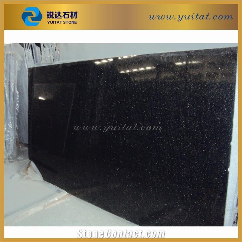 Imported Granite Big Slab, India Black Granite Slab, 1800x600 Polished India Black Galaxy Granite Tile/Slab