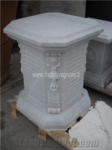 Bianco Carrara Marble Pedestal Column Base