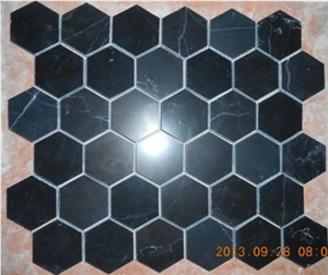 Nero Marquina Marble Hexagon Mosaics Tile