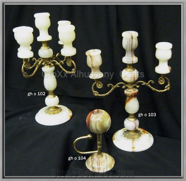 White Onyx Candle Holders