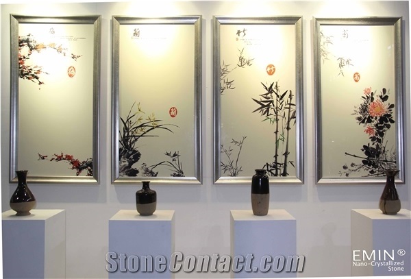 Crystallized Glass Stone Home Design Beige Art Works Colored Sculpture Wall Decoration Panell Customized Size