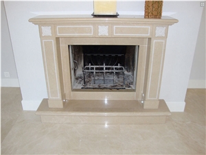Buxy Beige Limestone Fireplace Design