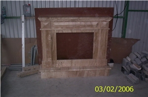 Breccia Sarda Limestone Fireplace