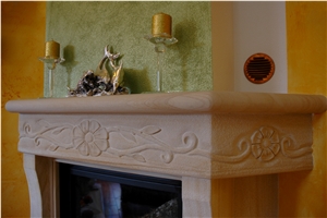 Pietra Dorata Sandstone Hand-Carved Fireplace