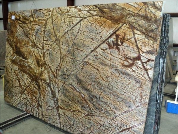 Rain Forest Brown Marble Slabs & Tiles, India Brown