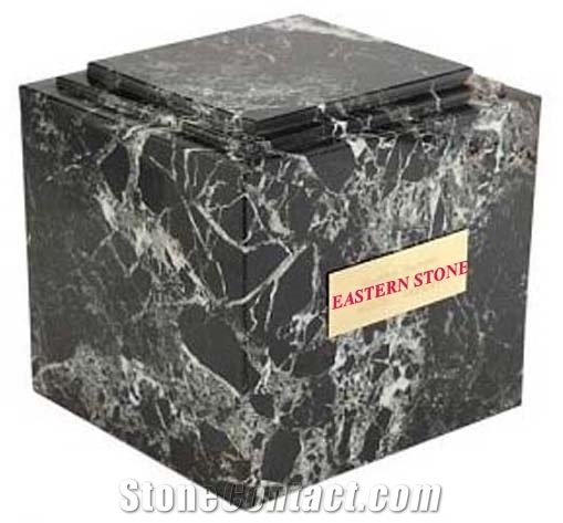 Onyx, Marble, Fossil Stone Ash Urn, Gold Marble Black Onyx Urns