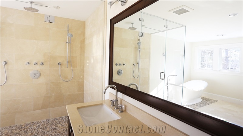 Crema Marfil Marble Bathroom Design