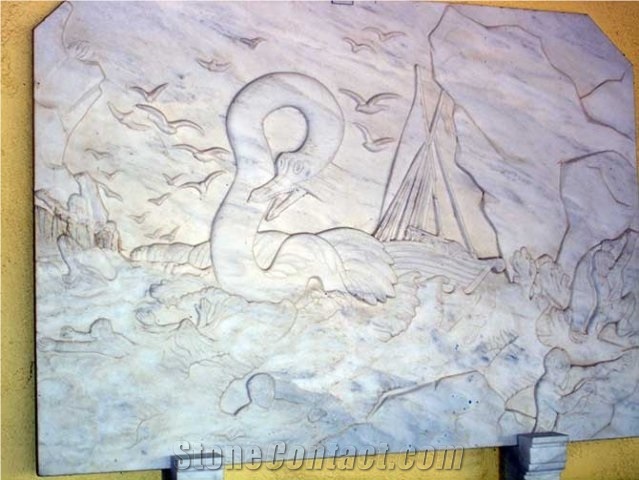 White Marble Engraving Relief, Pirgos Galaxy White Marble Engravings