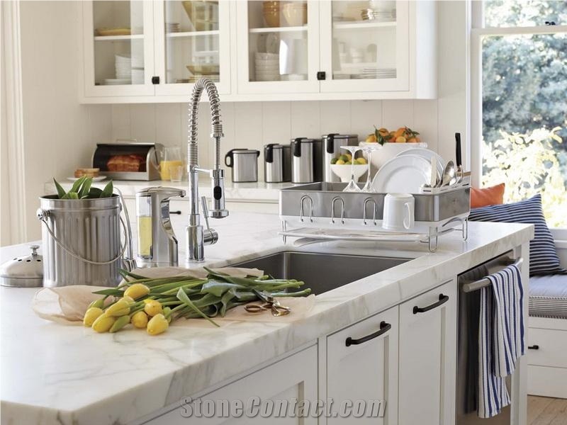 White Marble Countertops For Cool Kitchen From United States