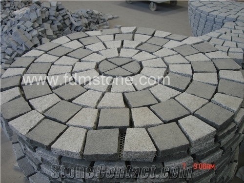 Flamed Pangdong Seasame Black G654 Granite Circle Paving Stones,Paving Sets,Cobblestone,Exterior Pattern,Blind Paving Stone