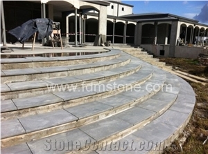 G684 Black Pearl Basalt Patio Step,Staircase Railings, Black Stone Black Basalt Bullnosed Stairs