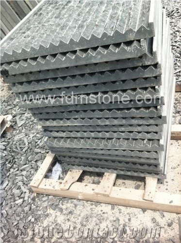 Natural Split Walling Black Stone,Wall Cladding for Exterior,Grooved Outdoor Project Size