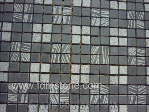 New Basalt Mosaic Tiles Design, Stone Black Basalt Mosaic,Wall Mosaic,Brick Mosaic,Polished Mosaic,