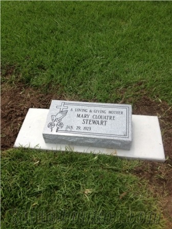 Memorial Slant Grave, Mount Airy White Granite Slant Grave