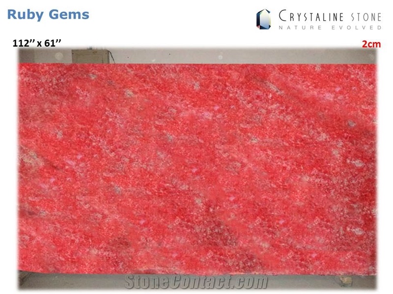 Ruby Red Onyx Gem Slab for Kitchen - Bath 100 Natural Translucent Crystaline Stone, Ruby Gems Red Onyx