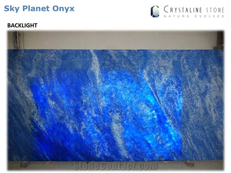 Sky Planet Onyx Slab 100 Natural Translucent Stone, United States Blue Onyx