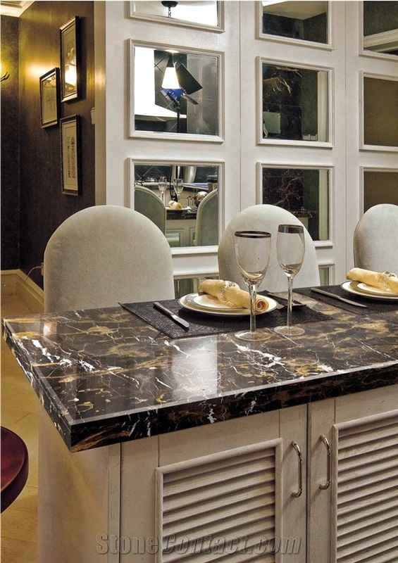 Nero Portoro Marble Kitchen Countertop