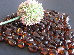 Amber Glass Pebble, Brown Pebbles