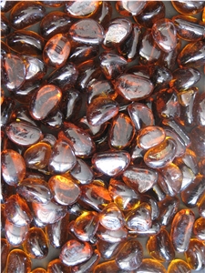 Amber Glass Pebble, Brown Pebbles