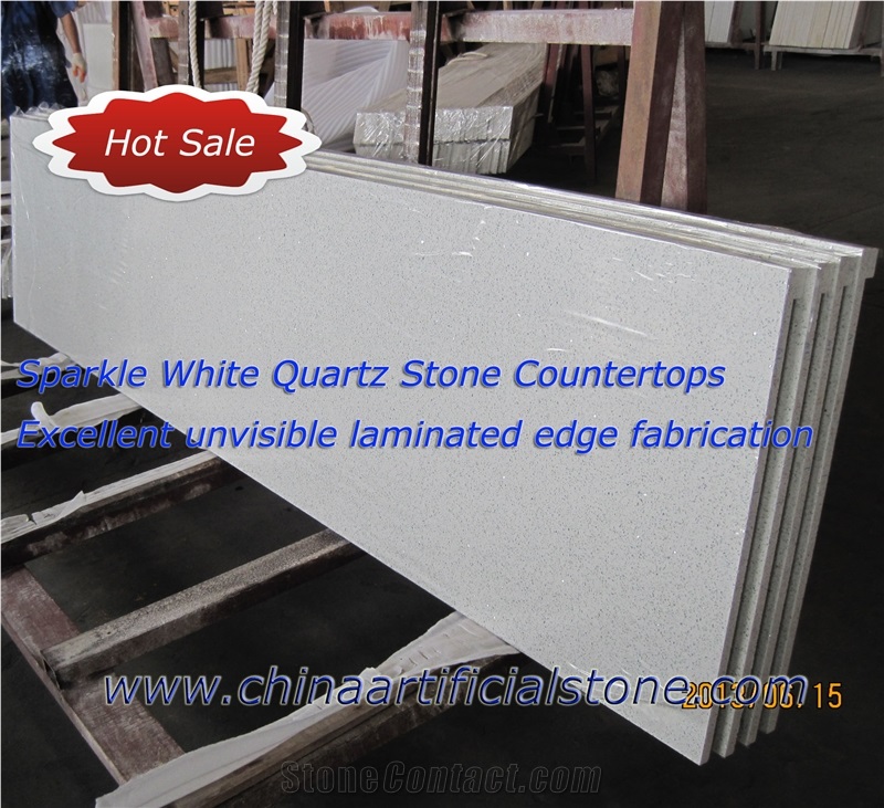 Prefabricated Sparkle White Quartz Stone Countertops