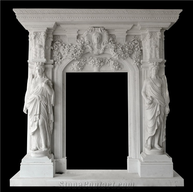 Marble Fireplace Surround,White Marble Fireplace Mantel,Cl-F500