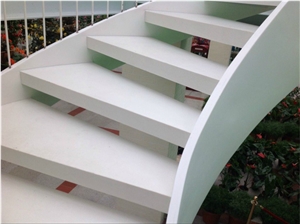 Modern Commercial Staircase, Acrylic Solid Surface Steps