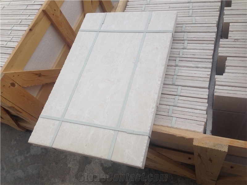 Botticino Marble - Pattern Set X 12 mm / Brushed&Chiseled Edge Slabs & Tiles, Turkish Botticino Marble Slabs & Tiles