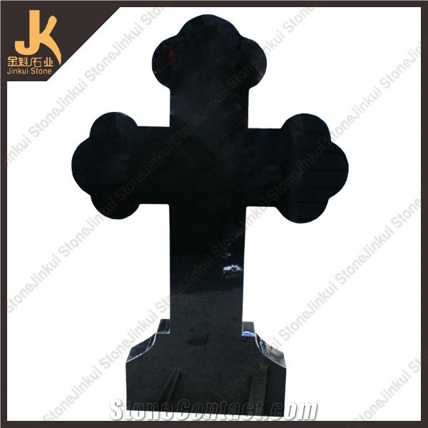 Black Granite Cross Headstone Tombstone