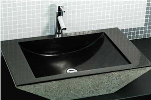 Unique Stone Kitchen Sink Element by Artesian Sinks, Black Granite Sinks
