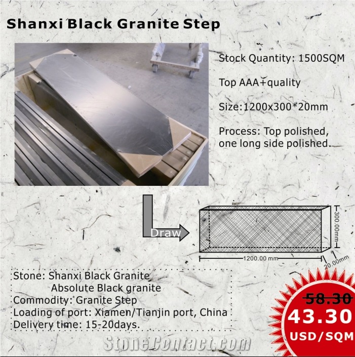Shanxi Black Granite Step, Absolute Black Granite