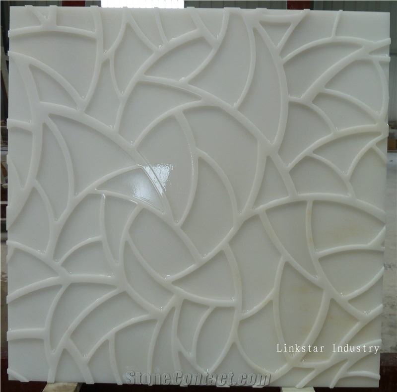 Natural Marble 3d Interior Stone Wall Tile, White Marble Wall