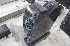 Germany Grabstein with Rose Carving, Factory Owner, Bahama Blue Granite Monument & Tombstone
