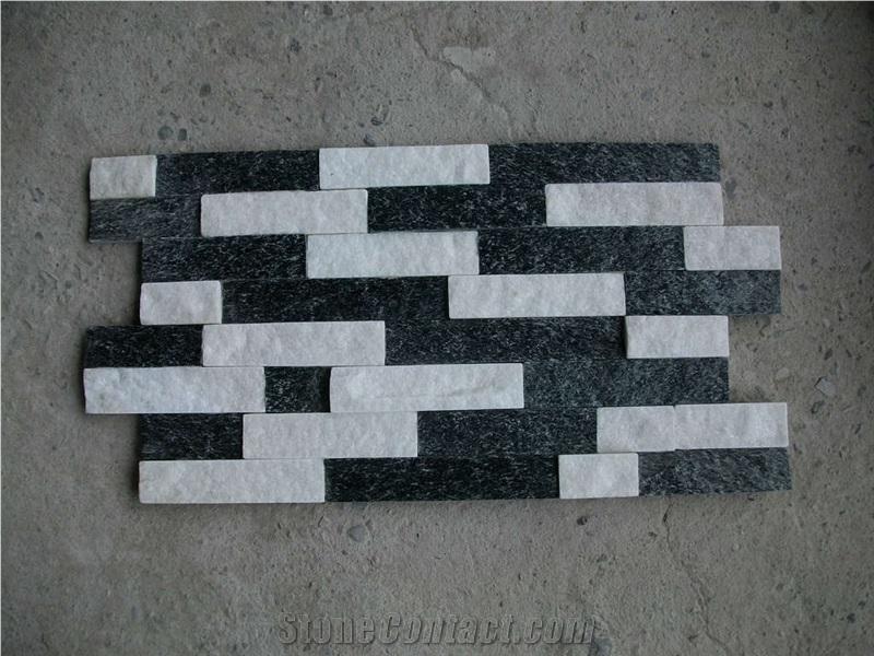 Black and White Marble Strip Wall Cladding Panels