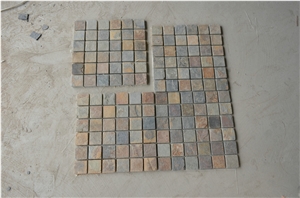 Yellow Rust Slate Mosaic Tiles