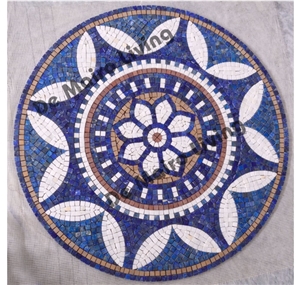 Lapis Lazuli Mosaic Art Floor Medallion, Blue Floor Medallions