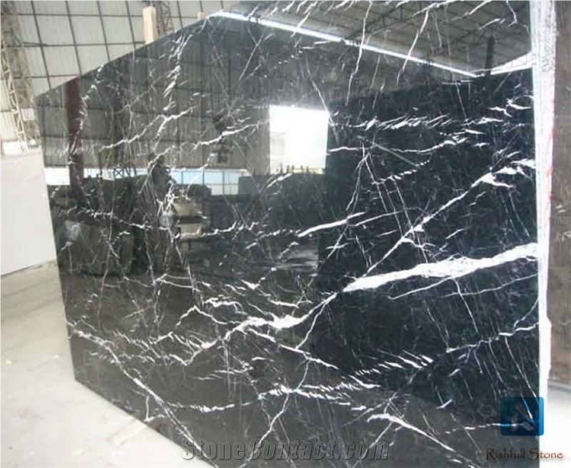 China Nero Marquino Marble Slabs/Black Marquina Marble Tiles