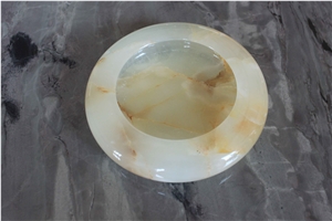 White Onyx Ashtrays, Hand Carved Ashtrays
