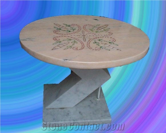 Estramoz Rosa Marble Mosaic Inlay Table
