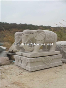 Grey Granite Elephant Carving, Sesame Grey Granite Animal Sculpture & Statue