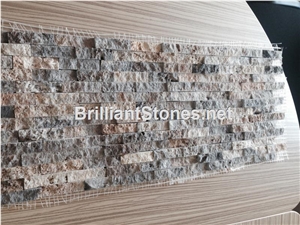 Italy Silver Gray Travertine Mosaic Split Face, Grey Travertine Mosaic