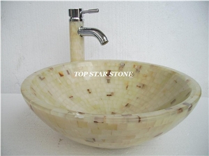 Mosaic Onyx Sink Vessel, White Onyx Sinks