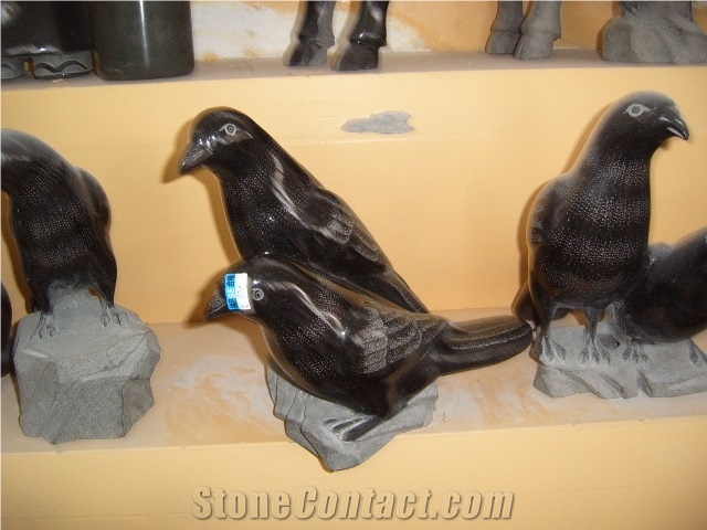 Bird Stone Sculpture, Black Granite Sculpture