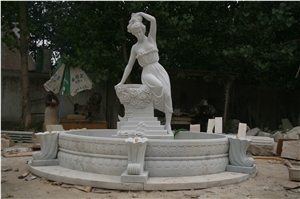 White Marble Female Sculptured Fountains,Garden Fountain